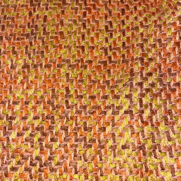 British Khaki Orange Purple Lime Tweed Lined Knee Length Pencil Skirt Size 12 - Picture 9 of 13